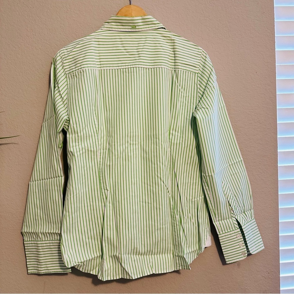 J.Crew White & Green Striped Slim Fit Dress Shirt – Men’s Large - Picture 2 of 9